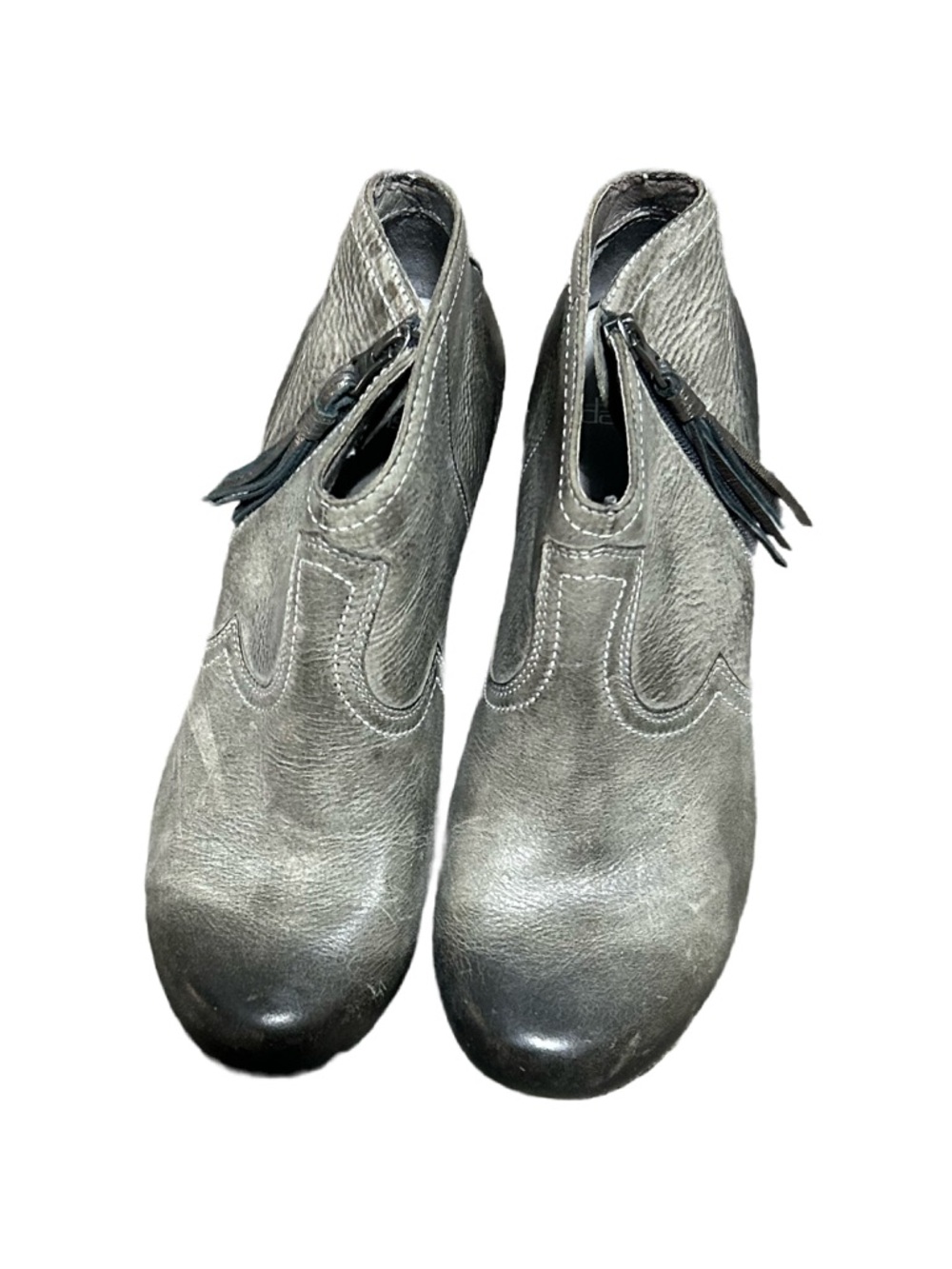 Dansko Gray Destructive Look Wedge Ankle Boots